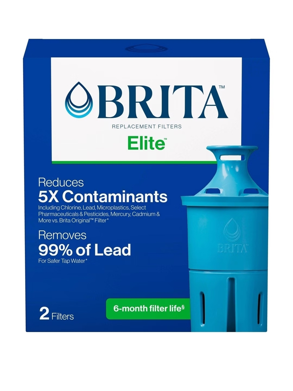 BRITA Elite Replacement Water Filters - Blue (2 Pack)